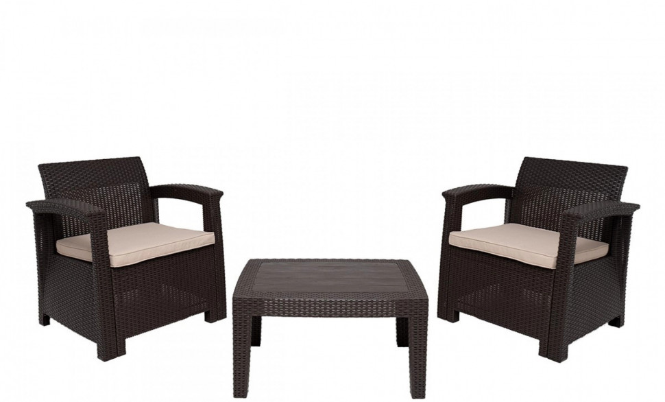 Комплект мебели Rattan Comfort 3, венге (2 кресла+ столик) Комплект мебели Rattan Comfort 3, венге (2 кресла+ столик)