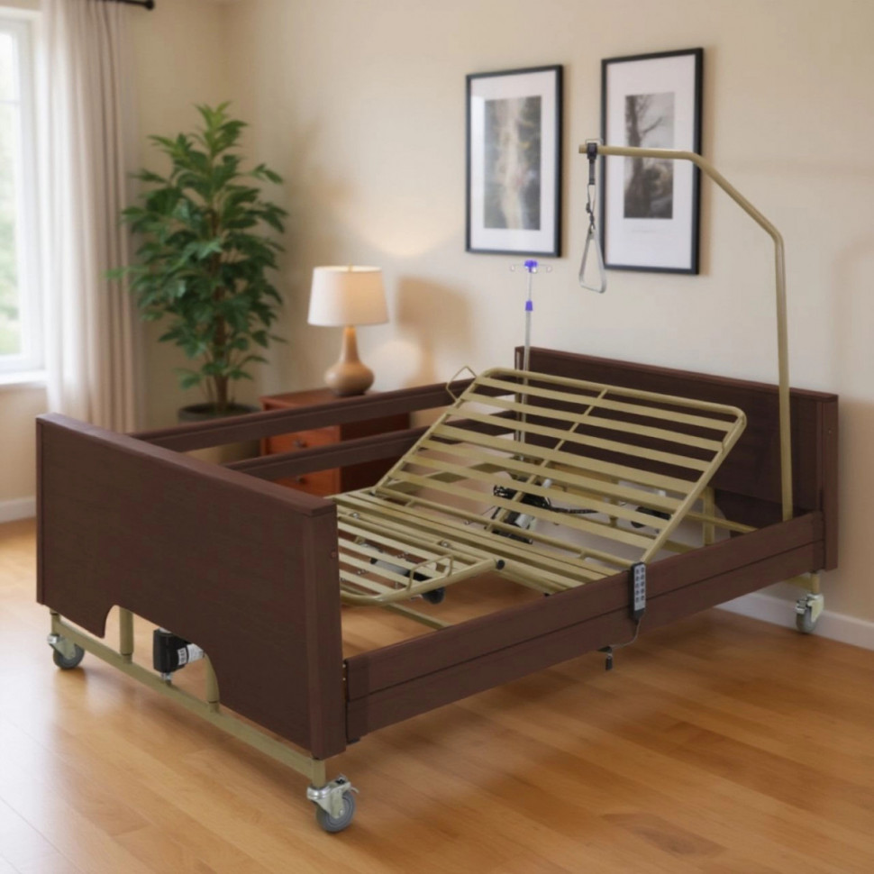 Кровать электрическая MED-MOS YG-1 (ЛДСП св.дер., 4 секции, матрас, В, Т/АТ, МЛ, Ш-140см)