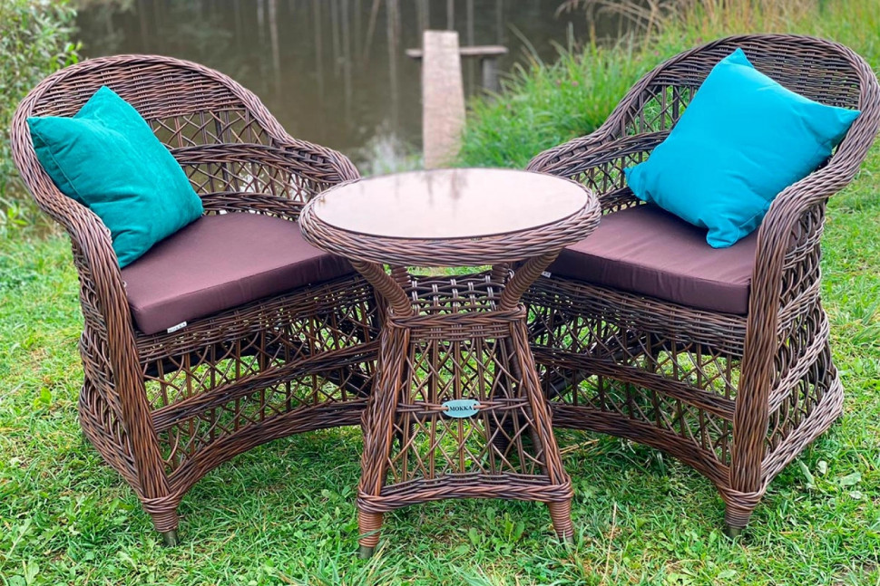 Комплект плетеной мебели МОККА LORETO (стол кофейный круглый, 2 кресла), Бронзовый Комплект плетеной мебели МОККА LORETO (стол кофейный круглый, 2 кресла), Бронзовый