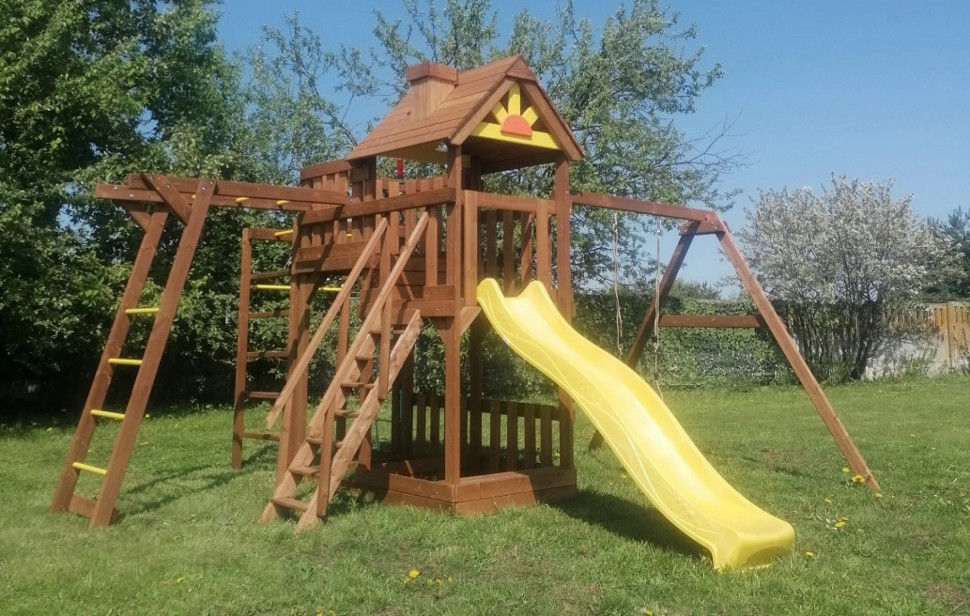 Детский городок ВЫШЕ ВСЕХ Теремок 5 (башня+балкон+спорт+рукоход) Детский городок ВЫШЕ ВСЕХ Теремок 5 (башня+балкон+спорт+рукоход)